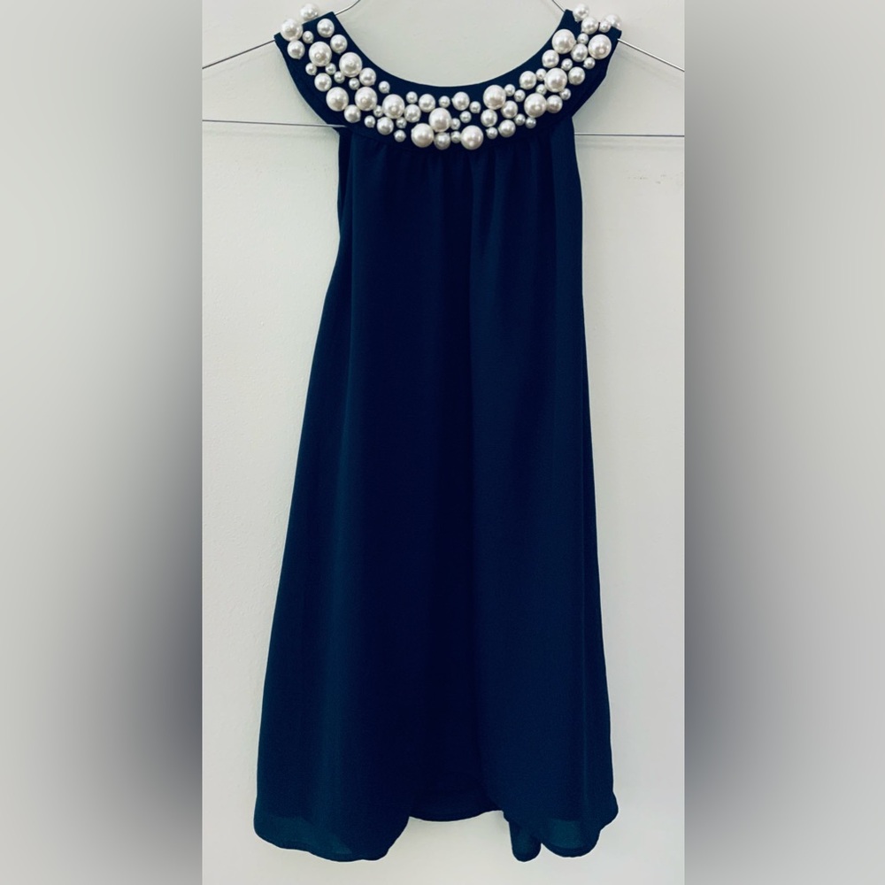 Lilly Pulitzer Shawn Top Pearl Beaded Collar Sleeveless Blouse Women's Size XS - Picture 3 of 9